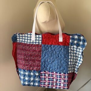 NEW Patriotic Patchwork Quilted Market Tote Bag